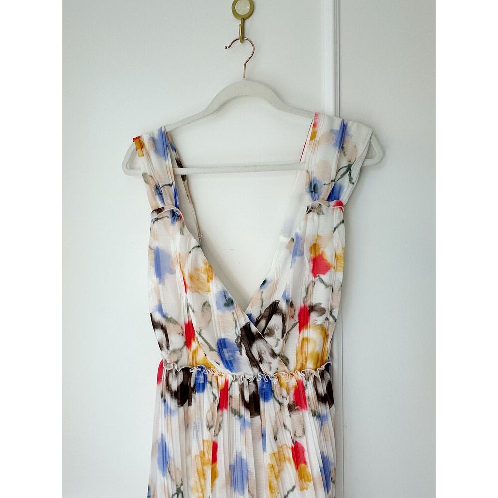 Reiss white floral maxi dress pleasted skirt size 4 - Picture 6 of 11